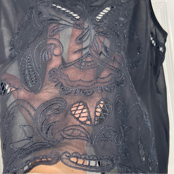 Transparent Embroidered Crop Tank Top With Open Back | Women’s size XS - Picture 6 of 8